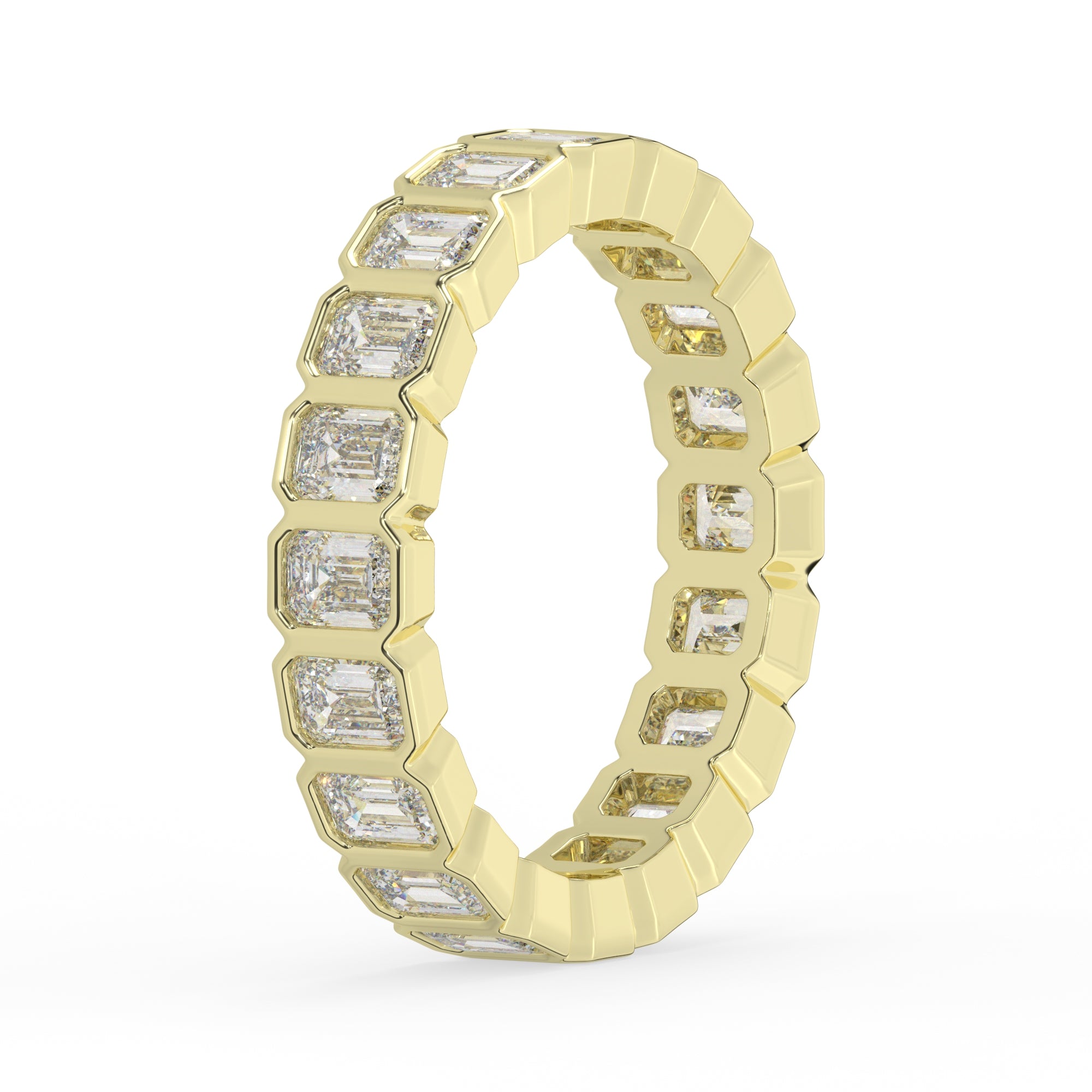 2.25 CTW Emerald Bezel Eternity Ring