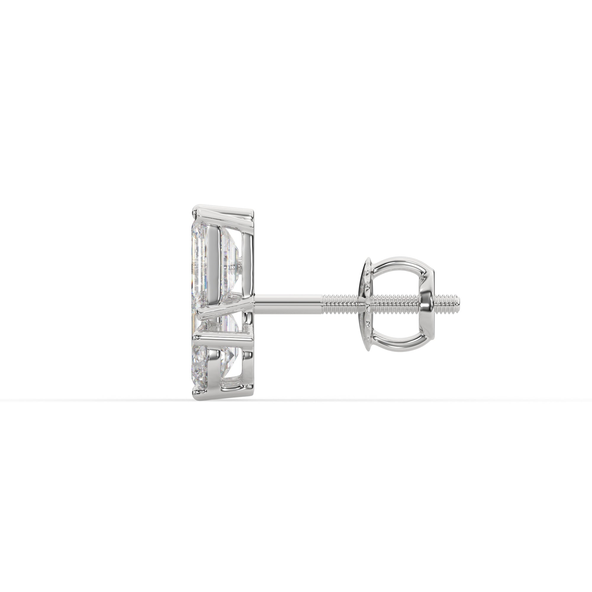 Modern Geometric Emerald & Round Diamond Earrings