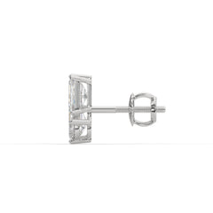 Modern Geometric Emerald & Round Diamond Earrings