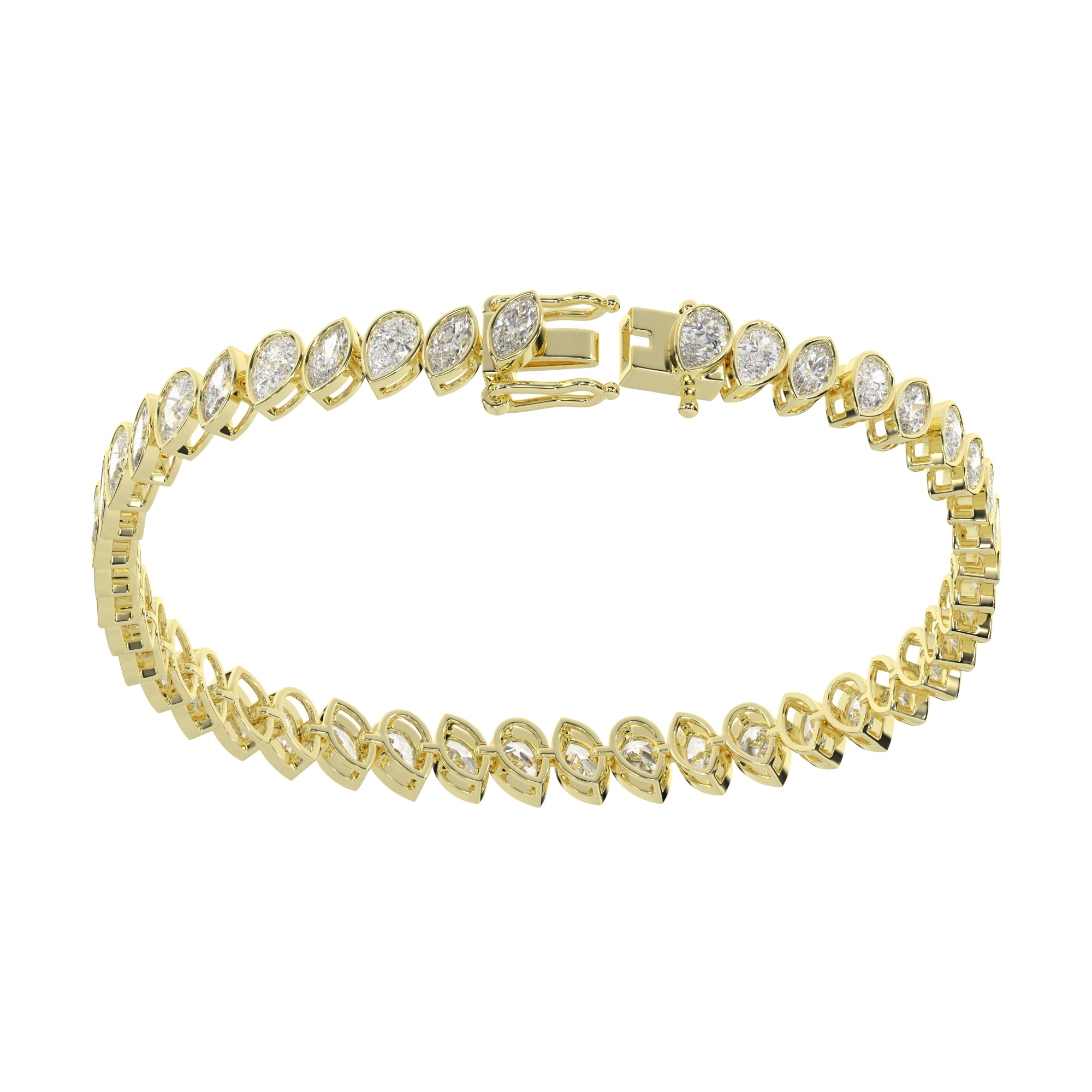 Alternating Marquise & Pear Bezel Lab Grown Diamond Tennis Bracelet