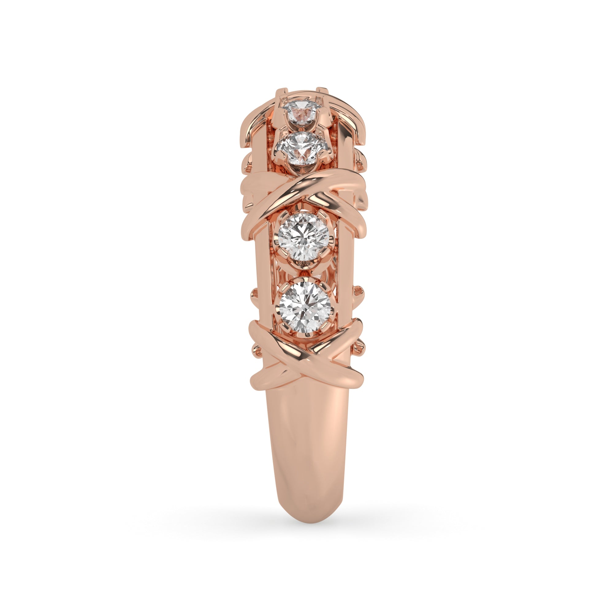 0.60 CTW Round Lab Diamond Criss Cross Anniversary Ring