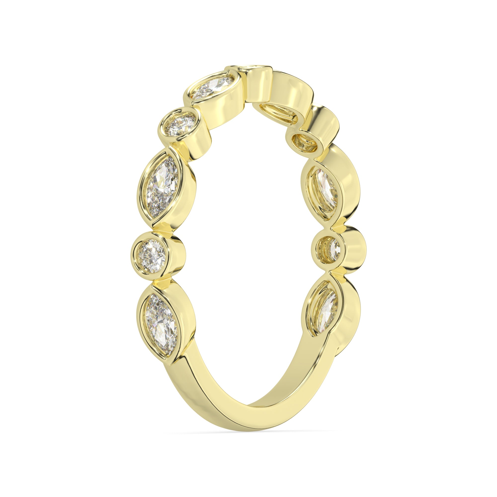 0.50 CTW Vintage-Inspired Marquise & Round Bezel Diamond Band