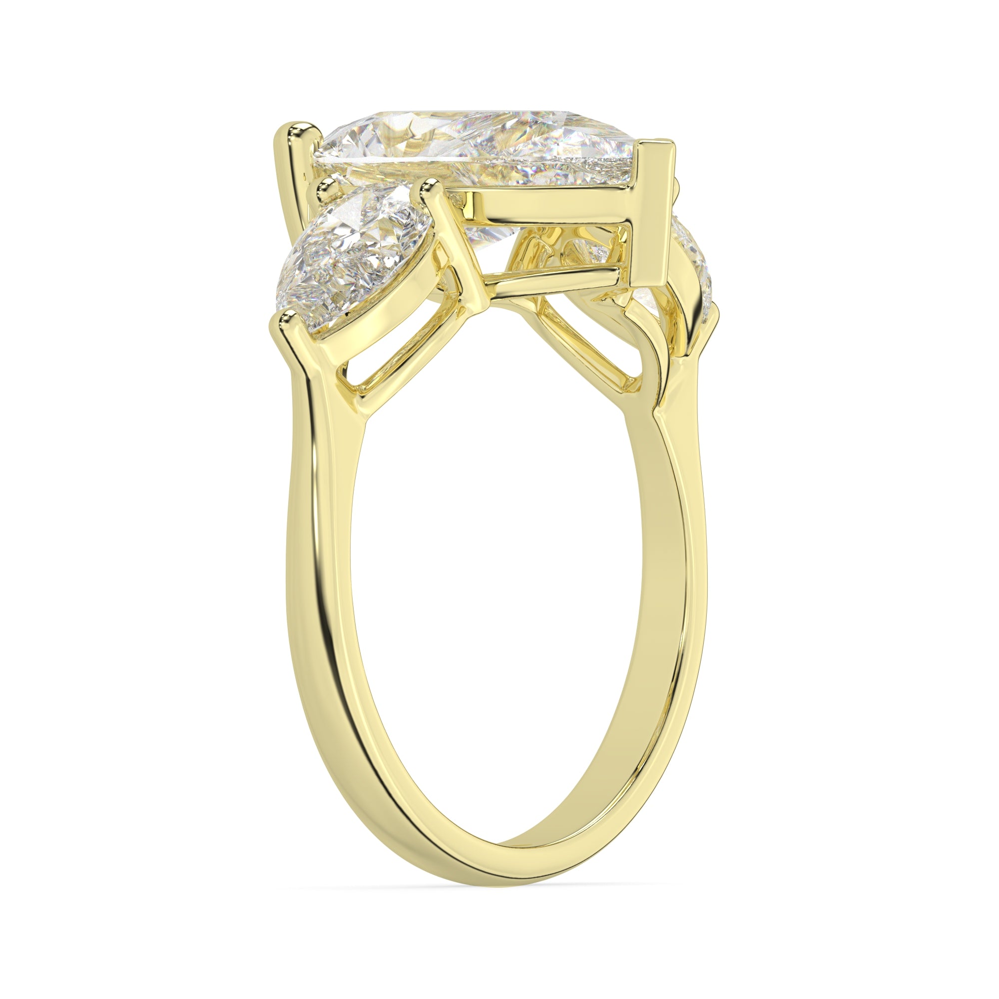 Pear Lab Grown Diamond Three Stone Engagement Ring