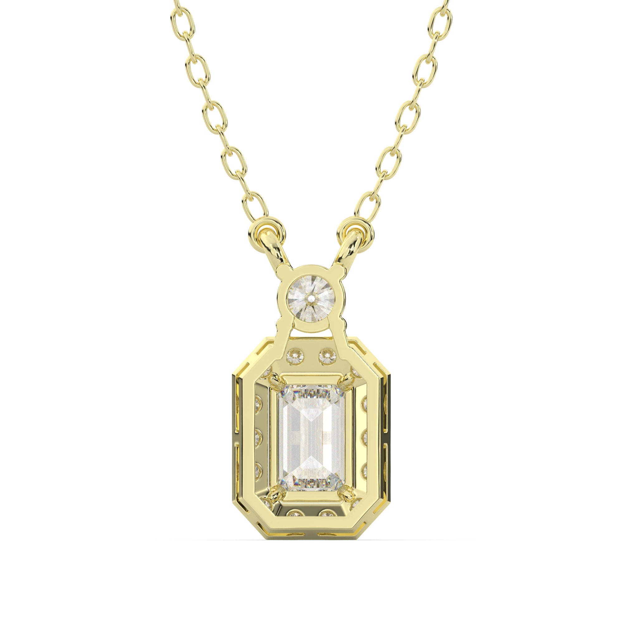 0.75 CTW Emerald Lab Grown Diamond Halo Pendant