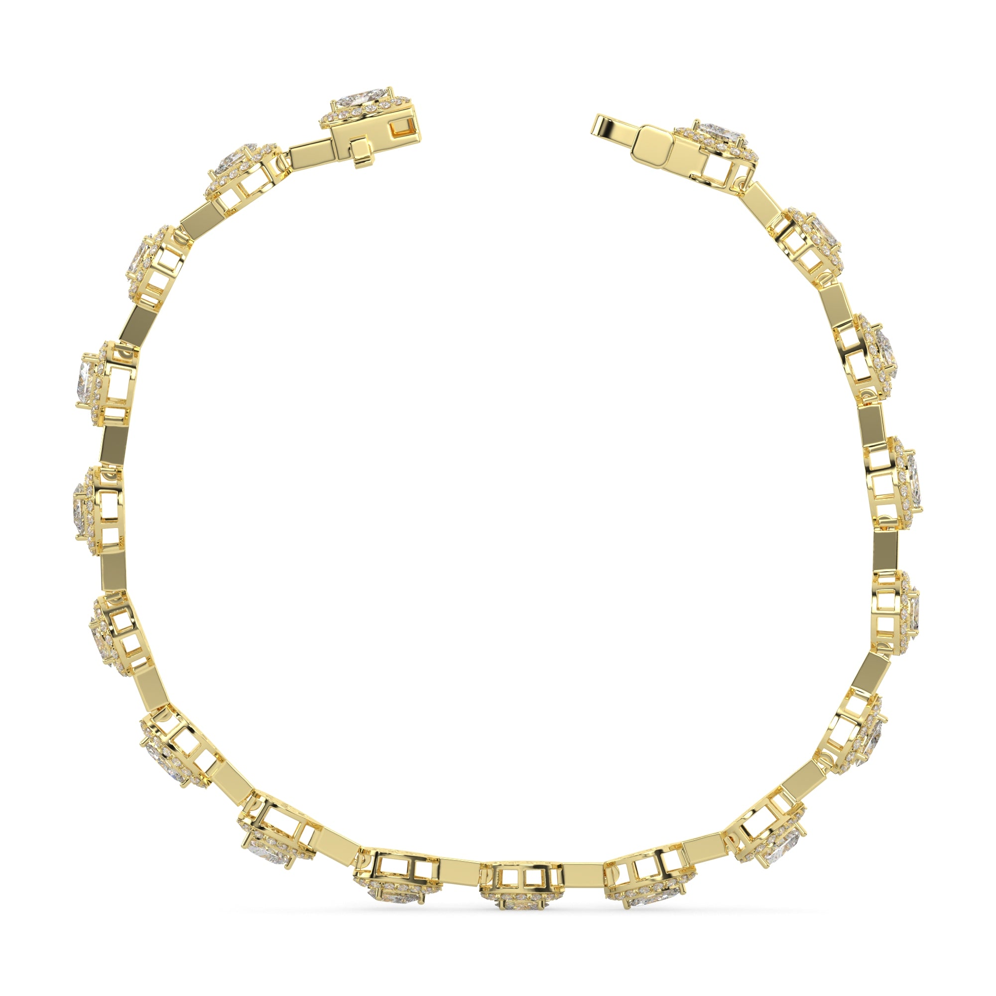 5.20 CTW Multishape Lab Grown Diamond Halo Tennis Bracelet