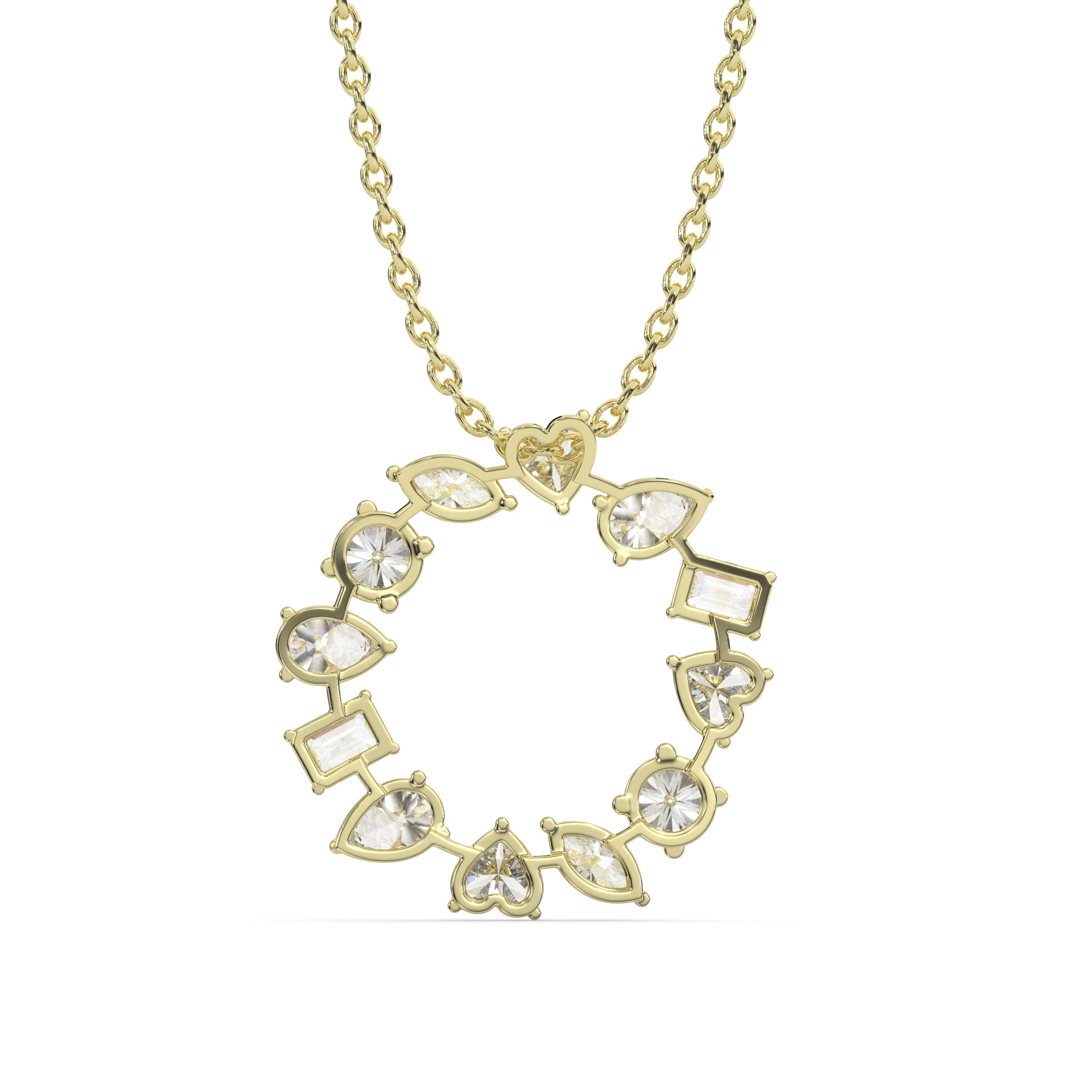 2.20 CTW Multi-Shape Lab Grown Diamond Circle Pendant