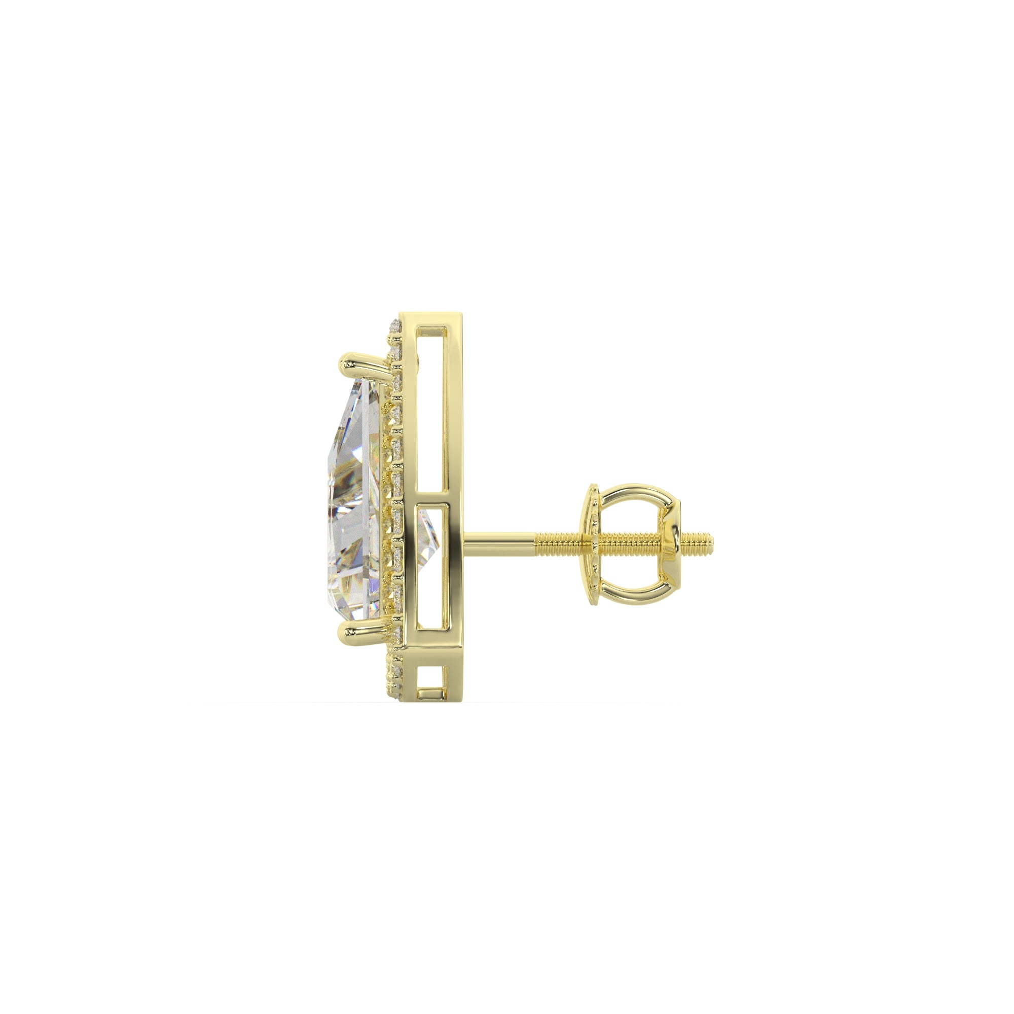 Trillion-Cut Diamond Halo Stud Earrings
