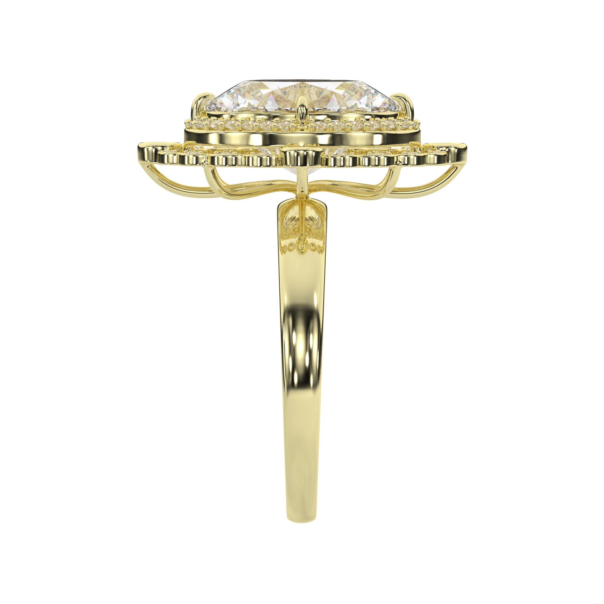 Oval Lab Diamond Vintage Inspired Halo Engagement Ring