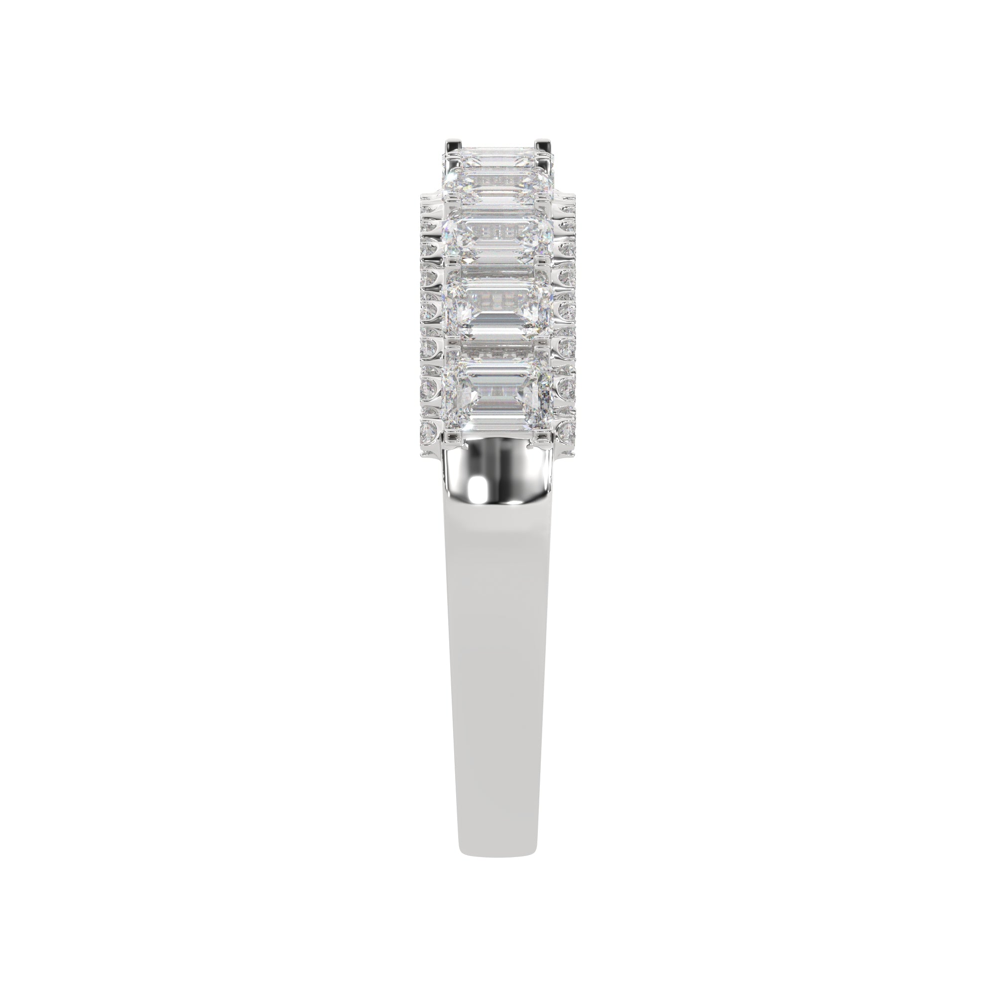 1.20 CTW Emerald Diamond Two - Tier With Pave Accent Diamond Ring
