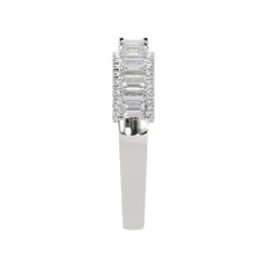 1.20 CTW Emerald Diamond Two - Tier With Pave Accent Diamond Ring