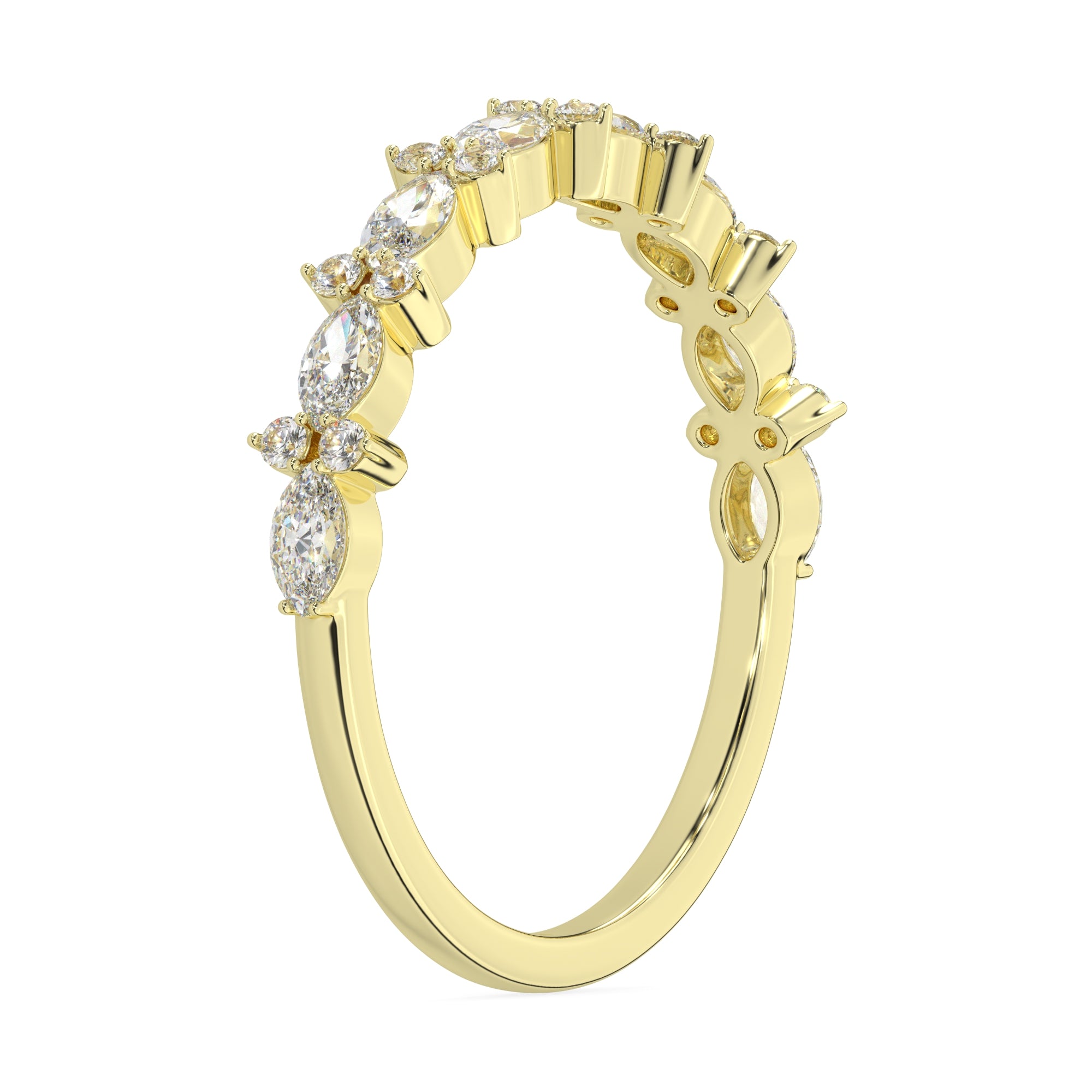 0.50 CTW Petite Marquise & Round Cluster Diamond Ring