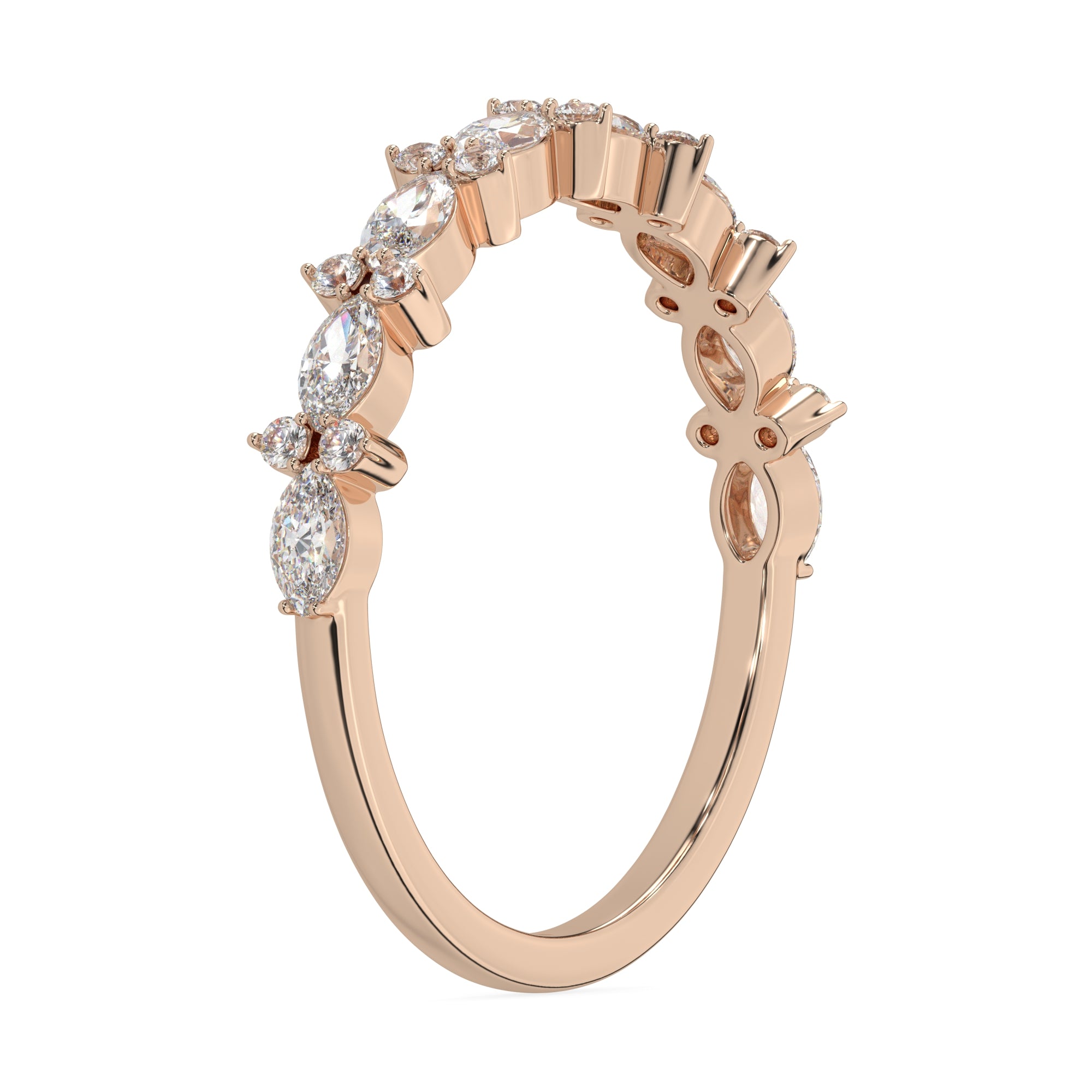 0.50 CTW Petite Marquise & Round Cluster Diamond Ring