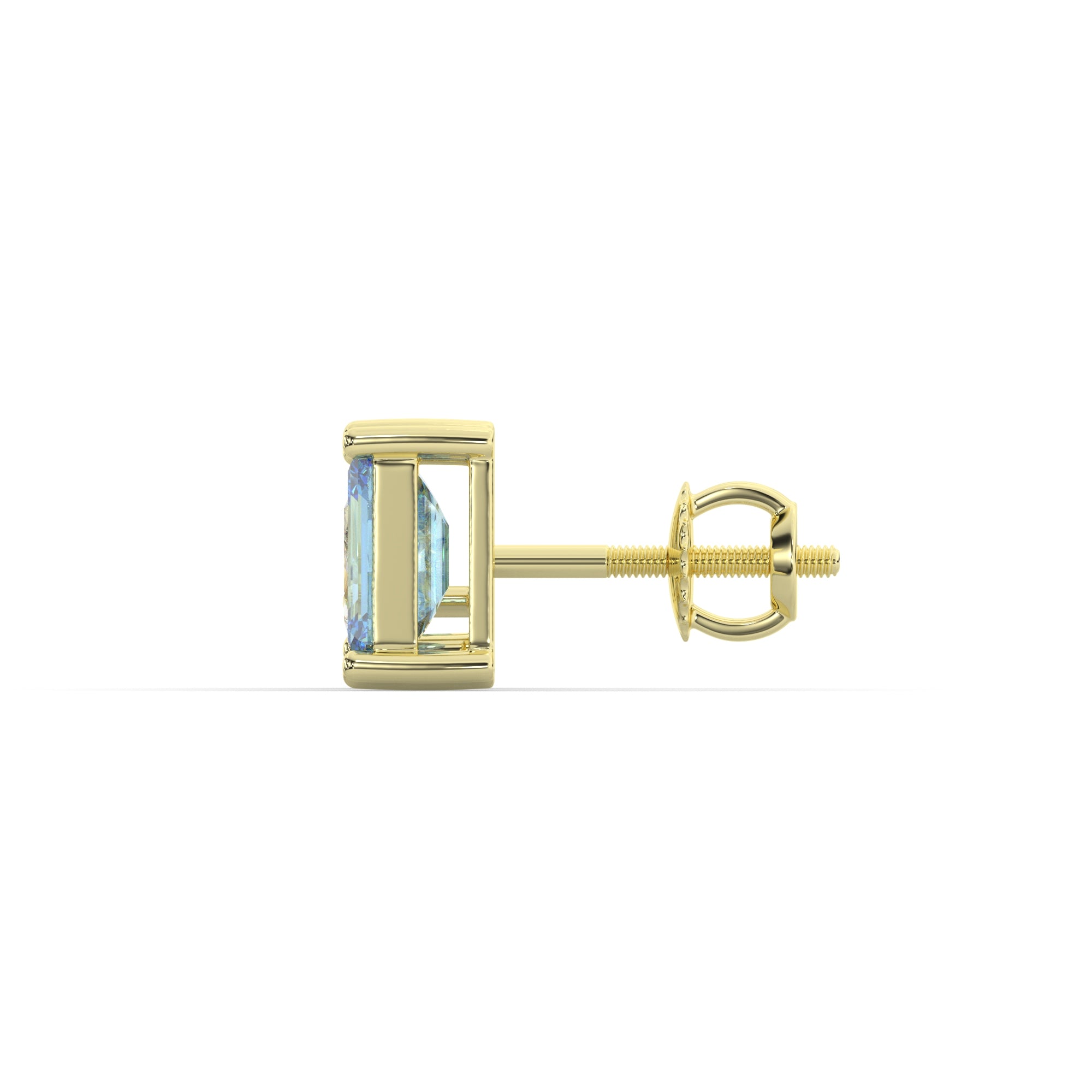 Blue Emerald-Cut and Pear Diamond Two Tone Stud Earrings