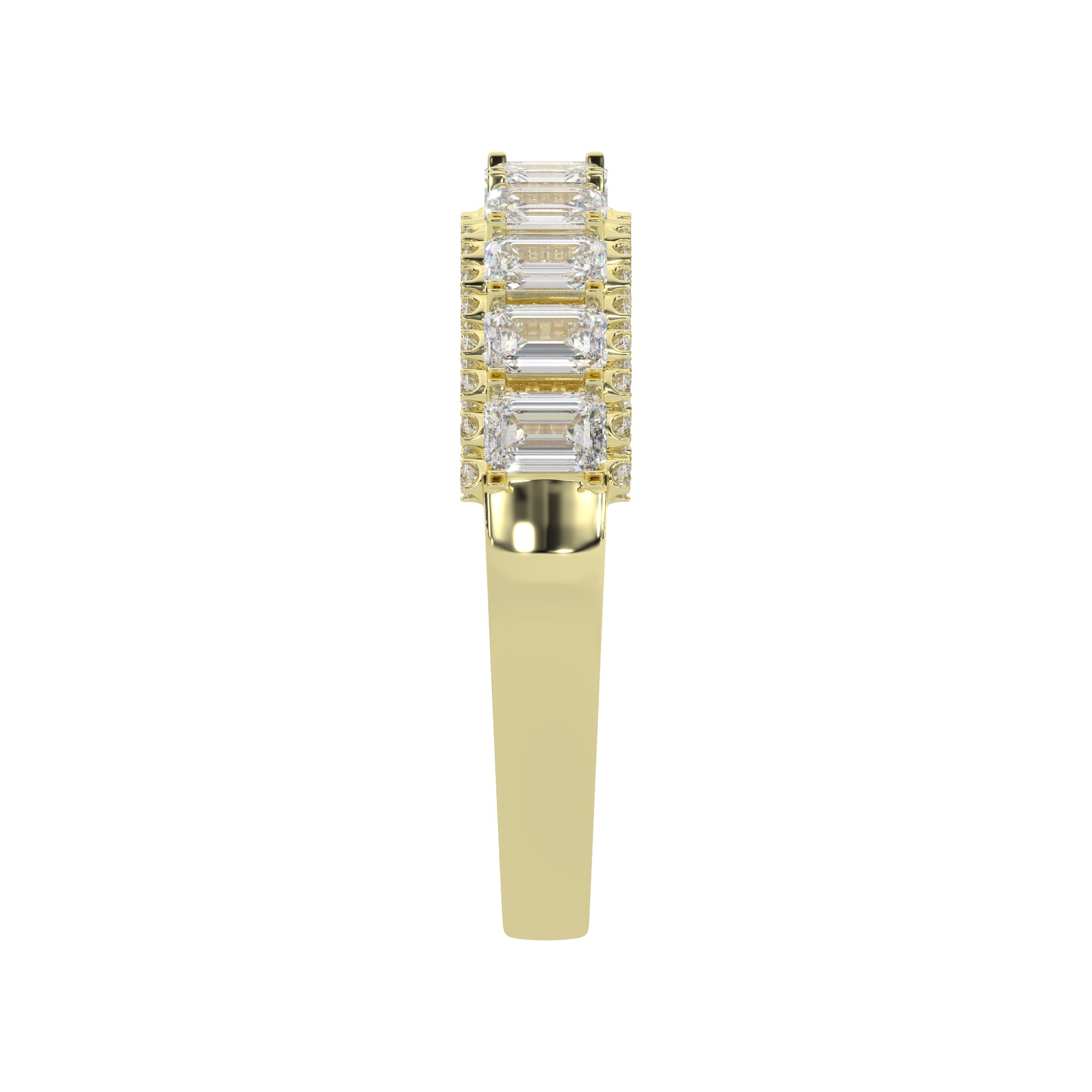 1.20 CTW Emerald Diamond Two - Tier With Pave Accent Diamond Ring