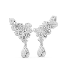 1.65 CTW Lab Diamond Floral Cluster Diamond Drop Earrings