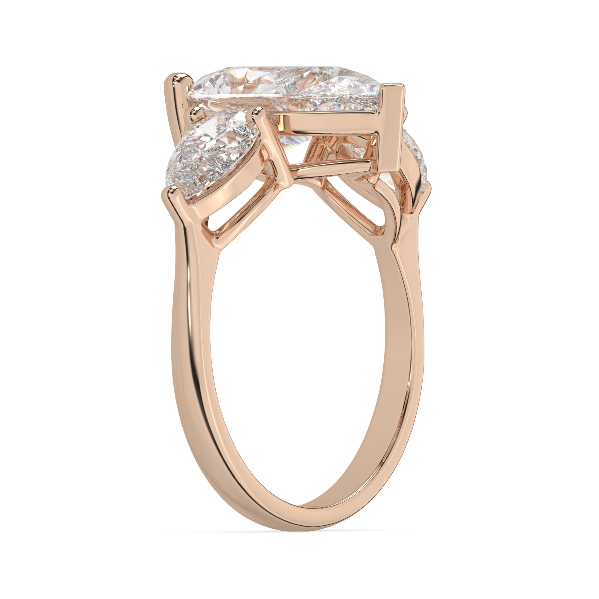 Pear Lab Grown Diamond Three Stone Engagement Ring