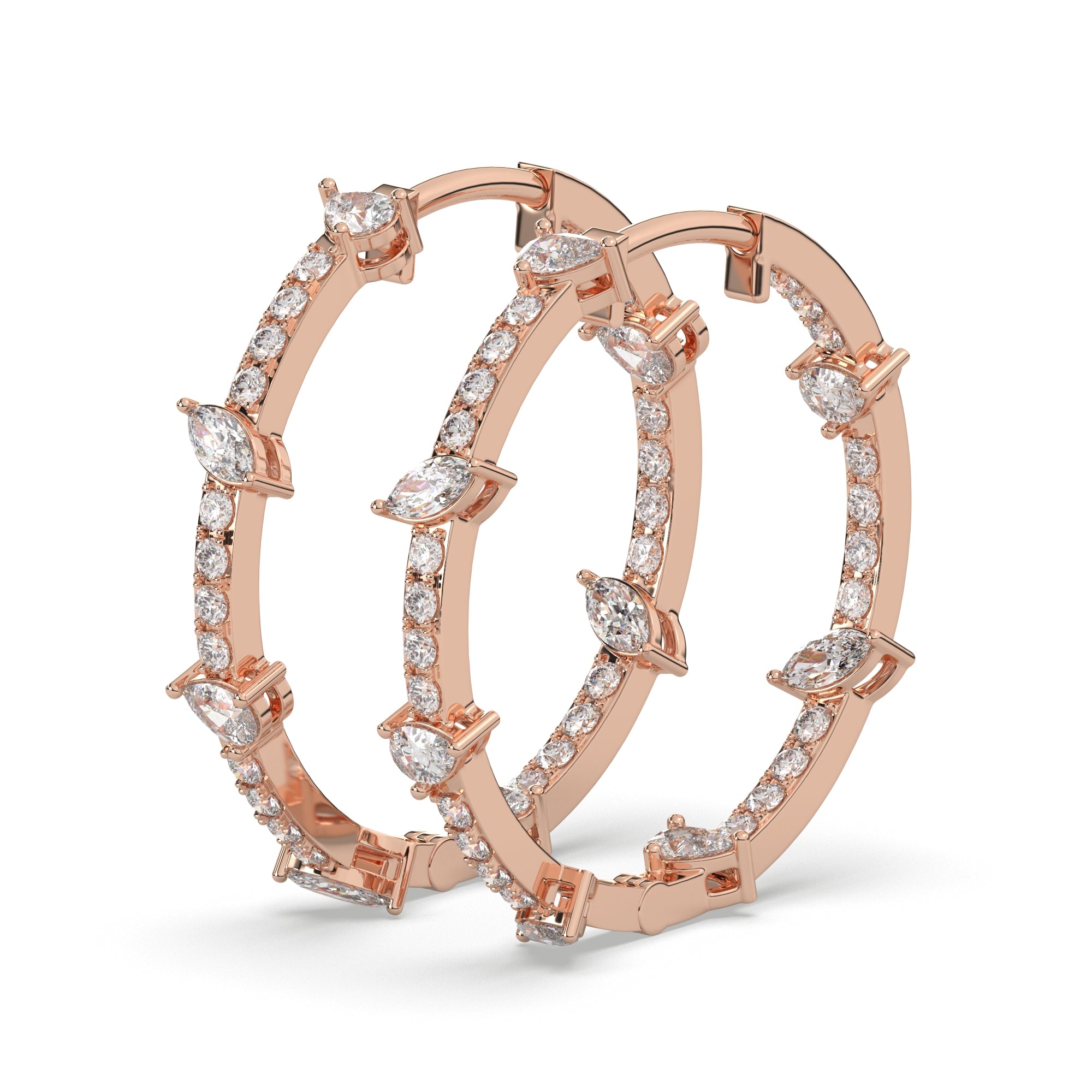 0.75 CTW Multi Lab Diamond Stunning Hoops Earrings