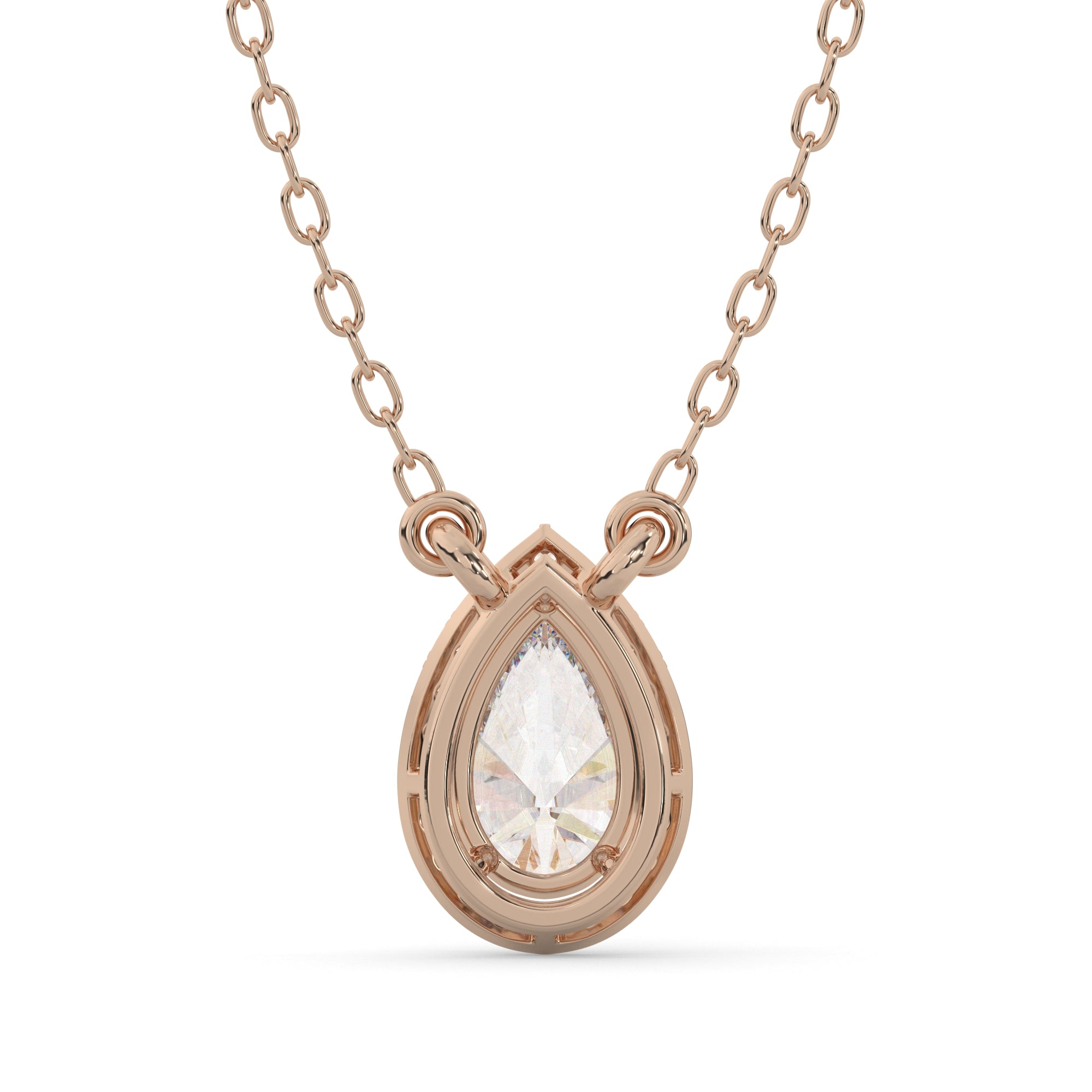0.80 CTW Pear Lab Grown Diamond Halo Pendant