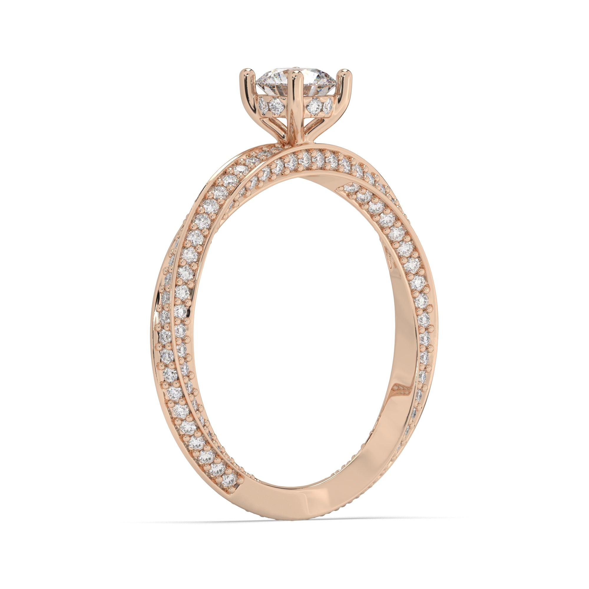 Pavé Split Shank Round-Cut Lab Grown Diamond Engagement Ring