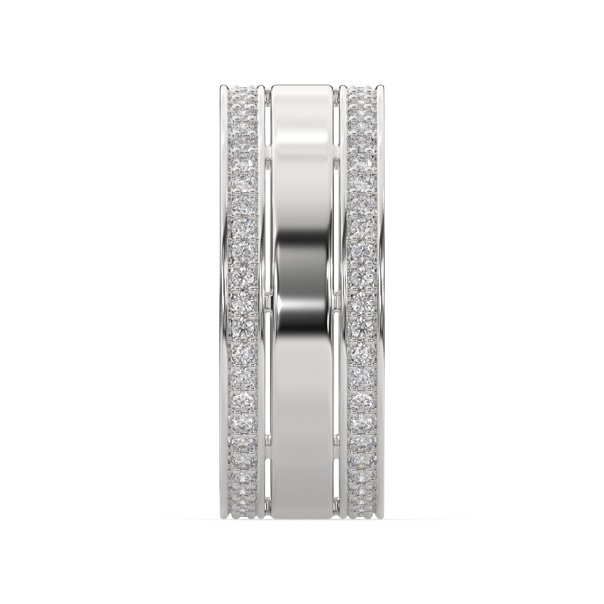 Double Row Diamond Accent Wide Band