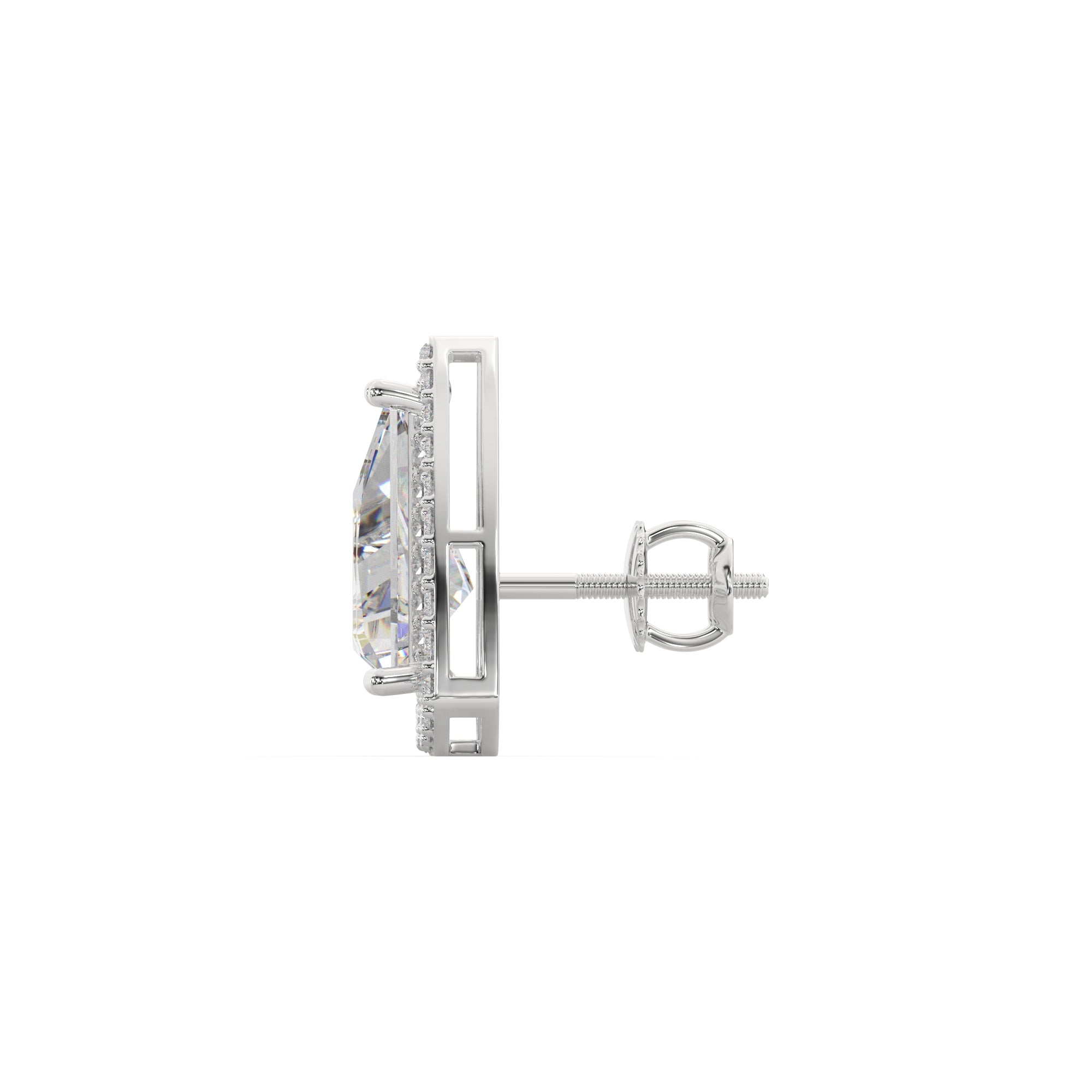 Trillion-Cut Diamond Halo Stud Earrings