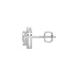 Heart-Cut Diamond Halo Stud Earrings