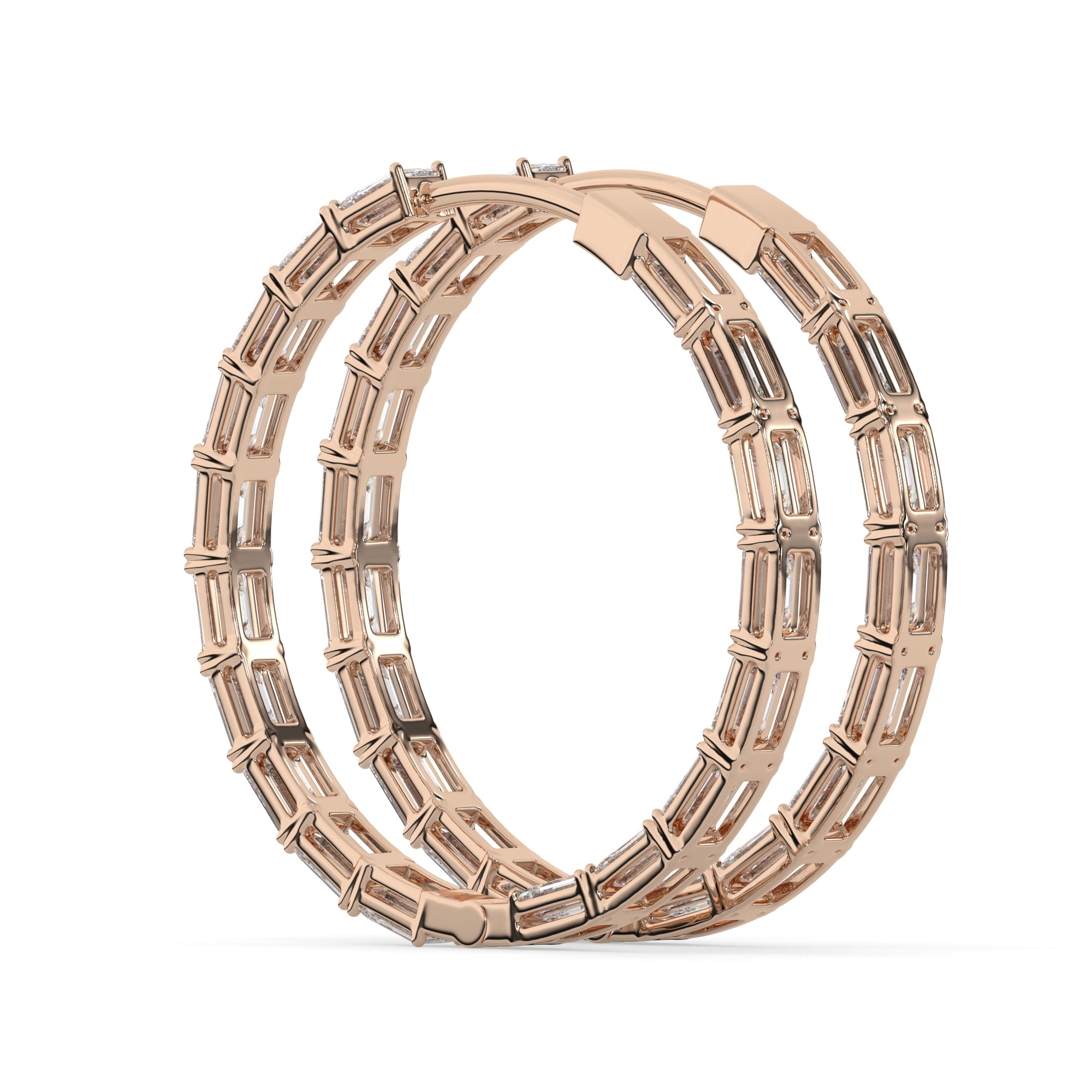 Classic Emerald-Cut Lab Grown Diamond Hoop Earrings