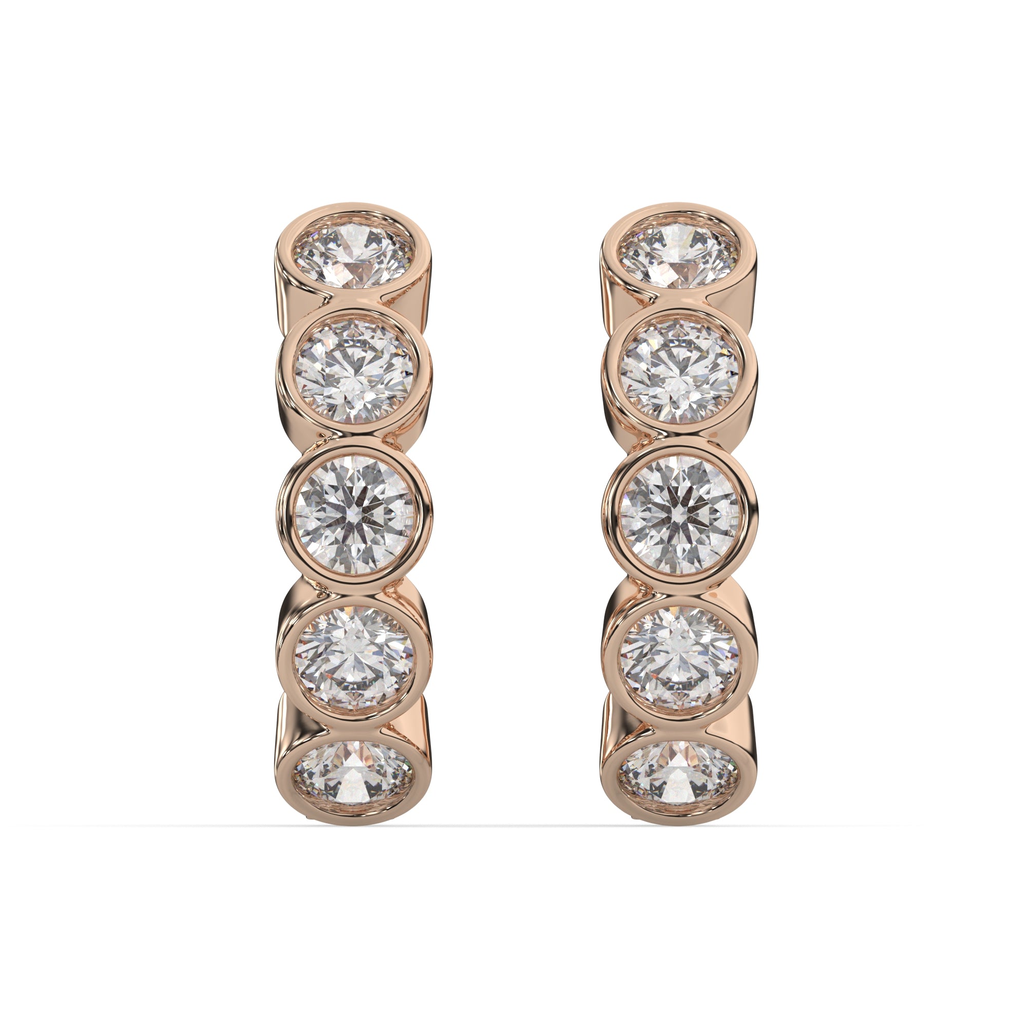 Round Lab Grown Diamond Bezel Hoop Earring