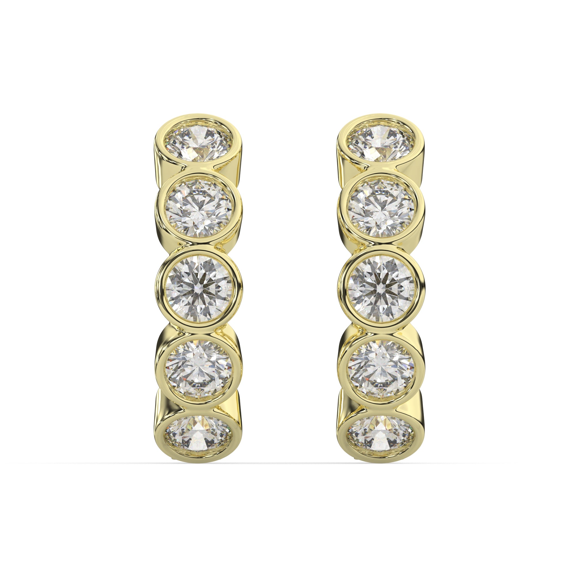 Round Lab Grown Diamond Bezel Hoop Earring