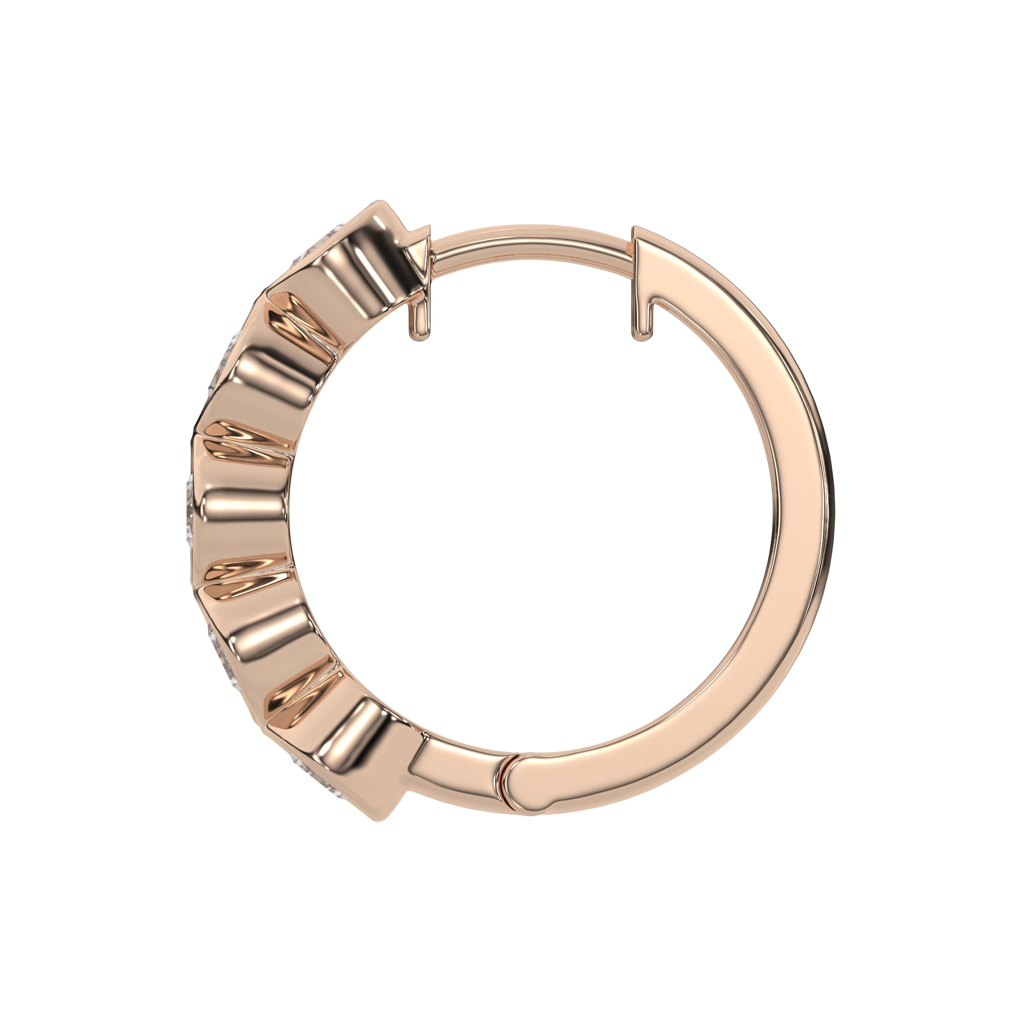 Round Lab Grown Diamond Bezel Hoop Earring