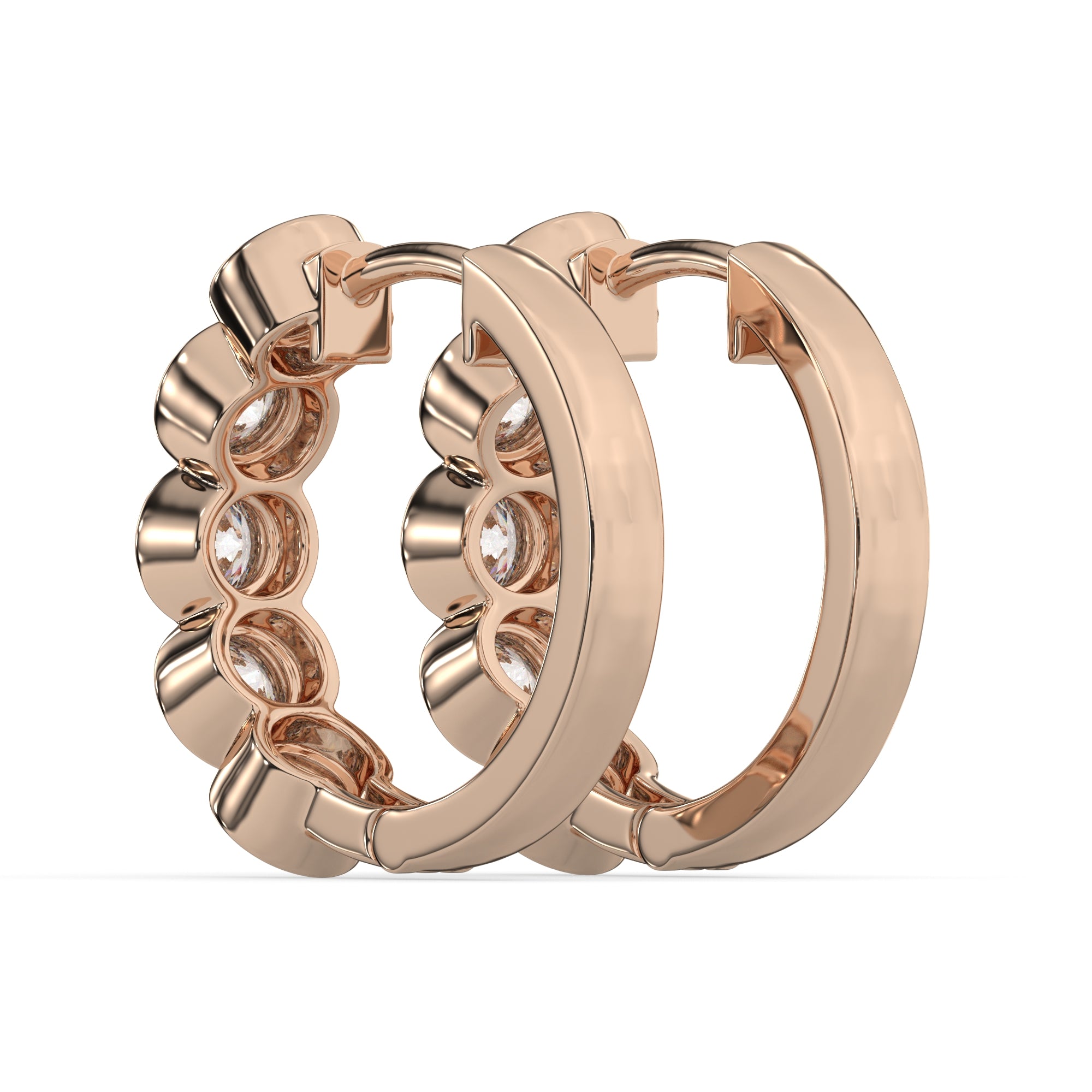 Round Lab Grown Diamond Bezel Hoop Earring