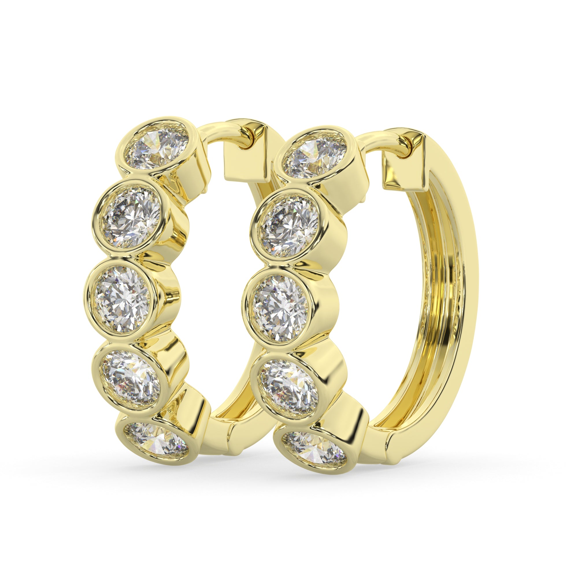 Round Lab Grown Diamond Bezel Hoop Earring