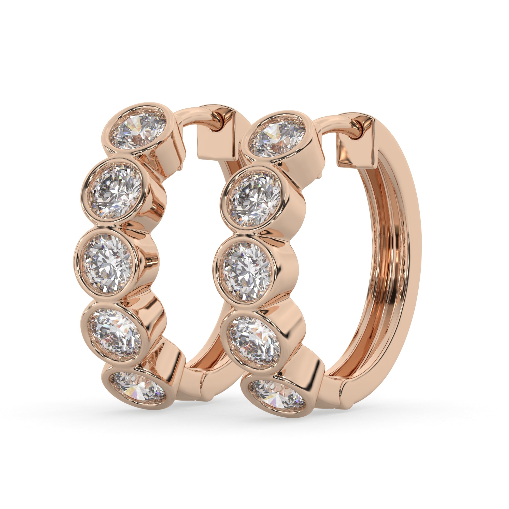 Round Lab Grown Diamond Bezel Hoop Earring