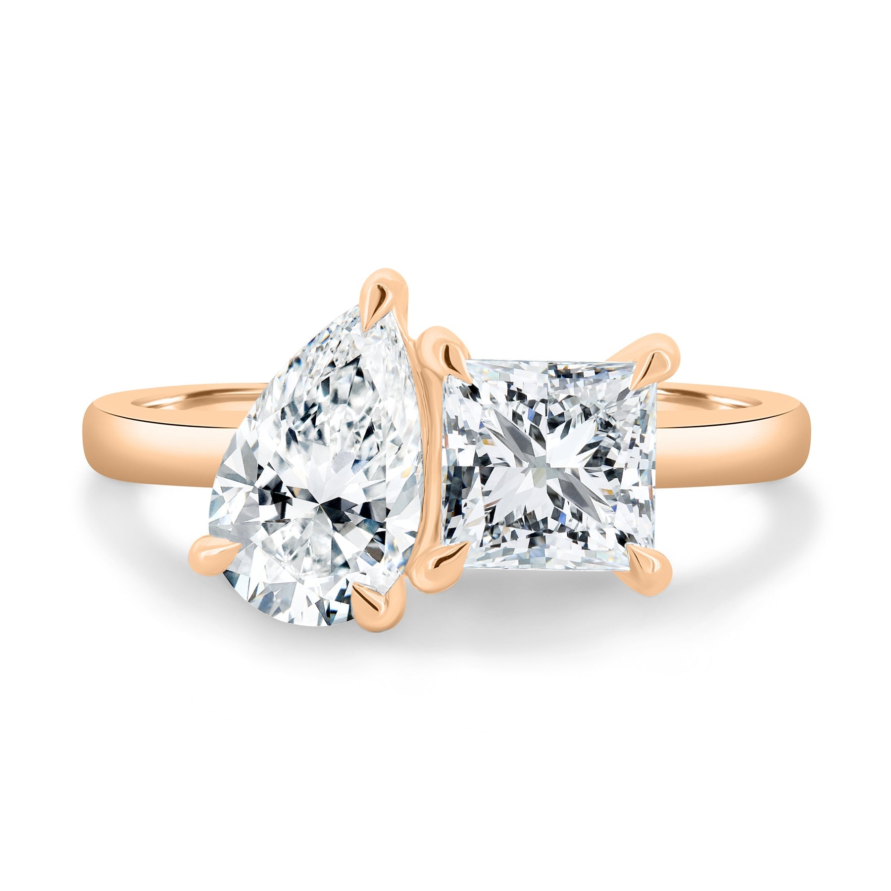 Dual Stone Toi et Moi Ring in Pear and Princess Cuts Lab Grown Diamond