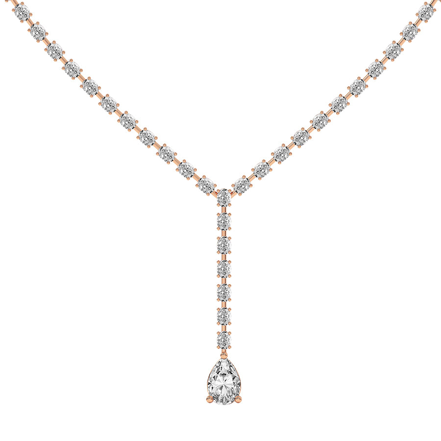 Luxury Y-Shape Tennis Necklace with Oval and Pear Cut Lab Diamonds