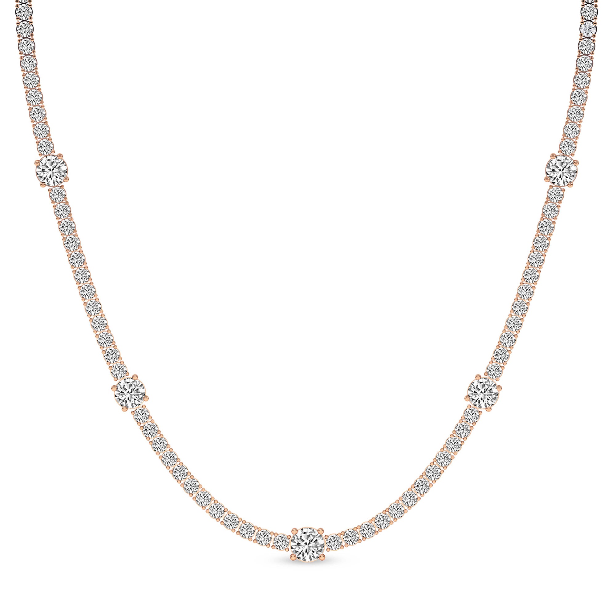 Round Lab Diamond Station Tennis Necklace