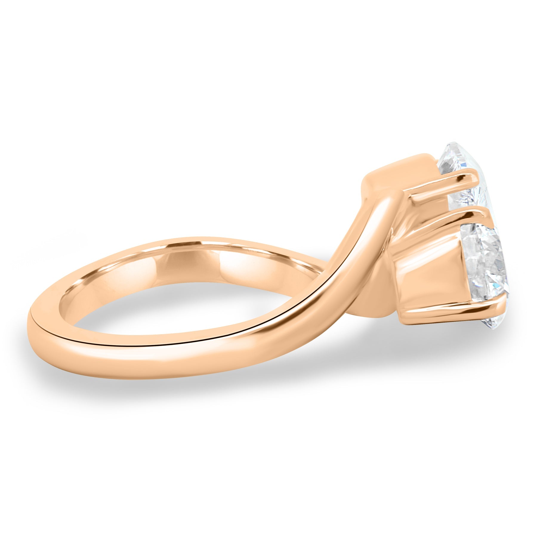 Dual Stone Toi et Moi Ring in Pear and Round Cuts Lab Grown Diamond