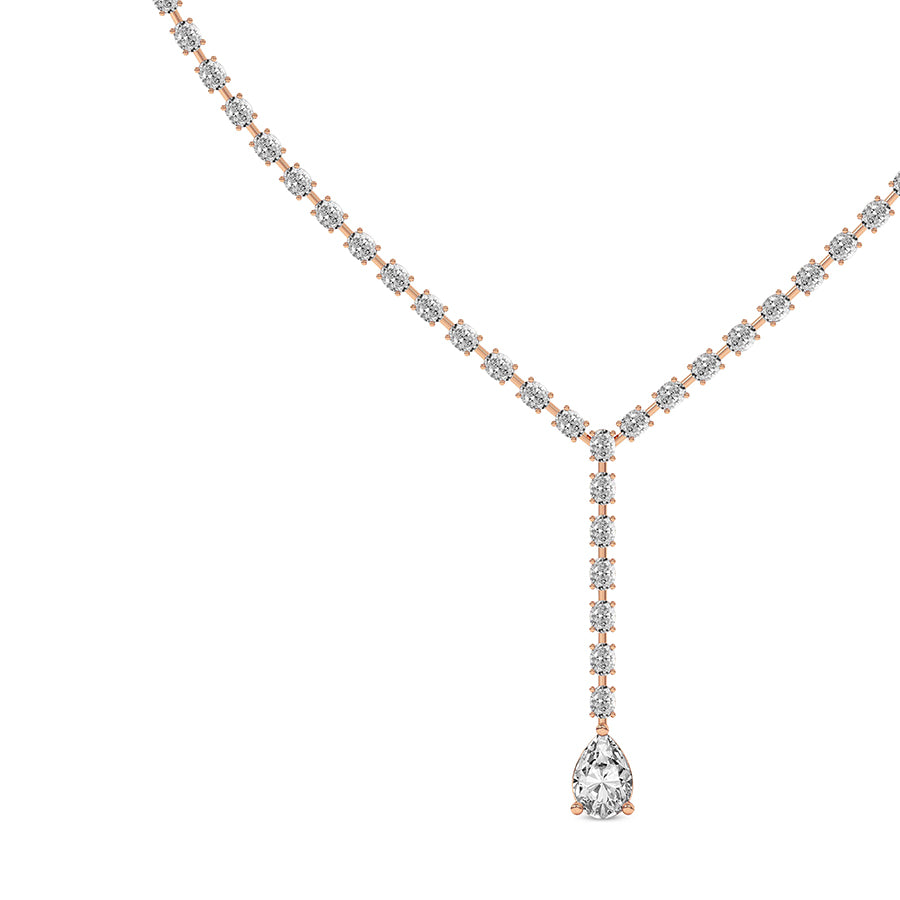 Luxury Y-Shape Tennis Necklace with Oval and Pear Cut Lab Diamonds