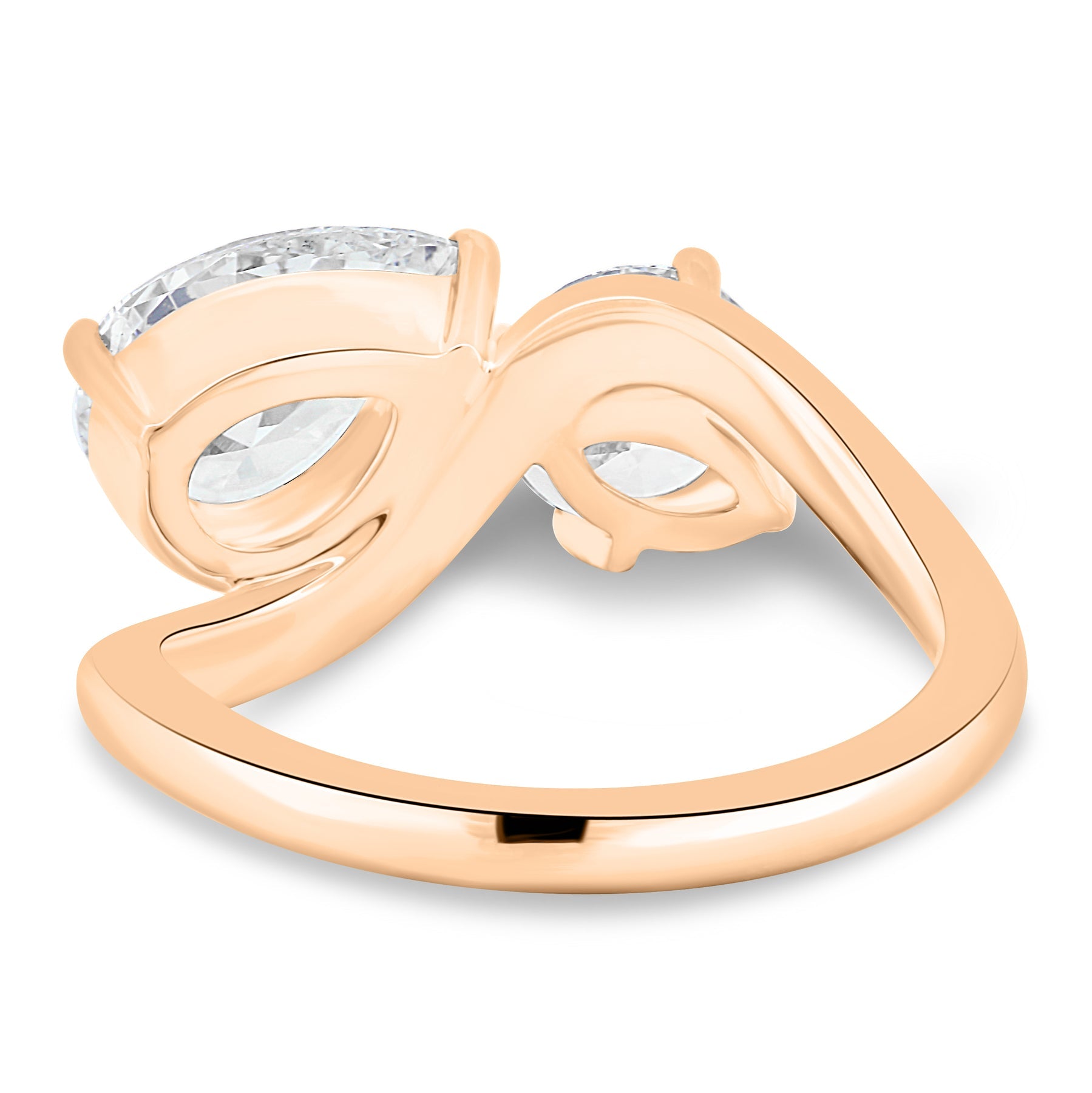Dual Stone Toi et Moi Ring in Pear and Round Cuts Lab Grown Diamond
