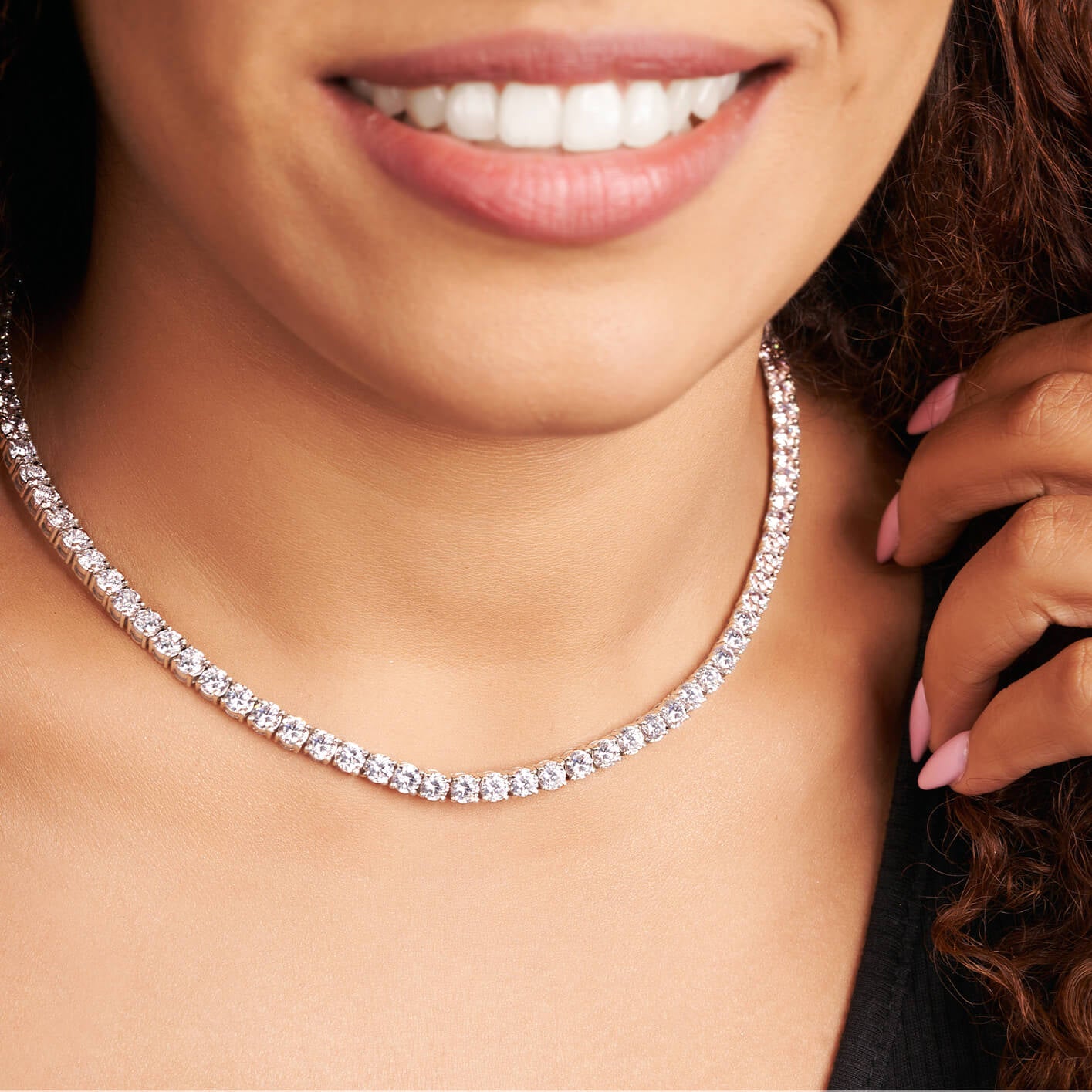 Round Lab Diamond Classic Tennis Necklace