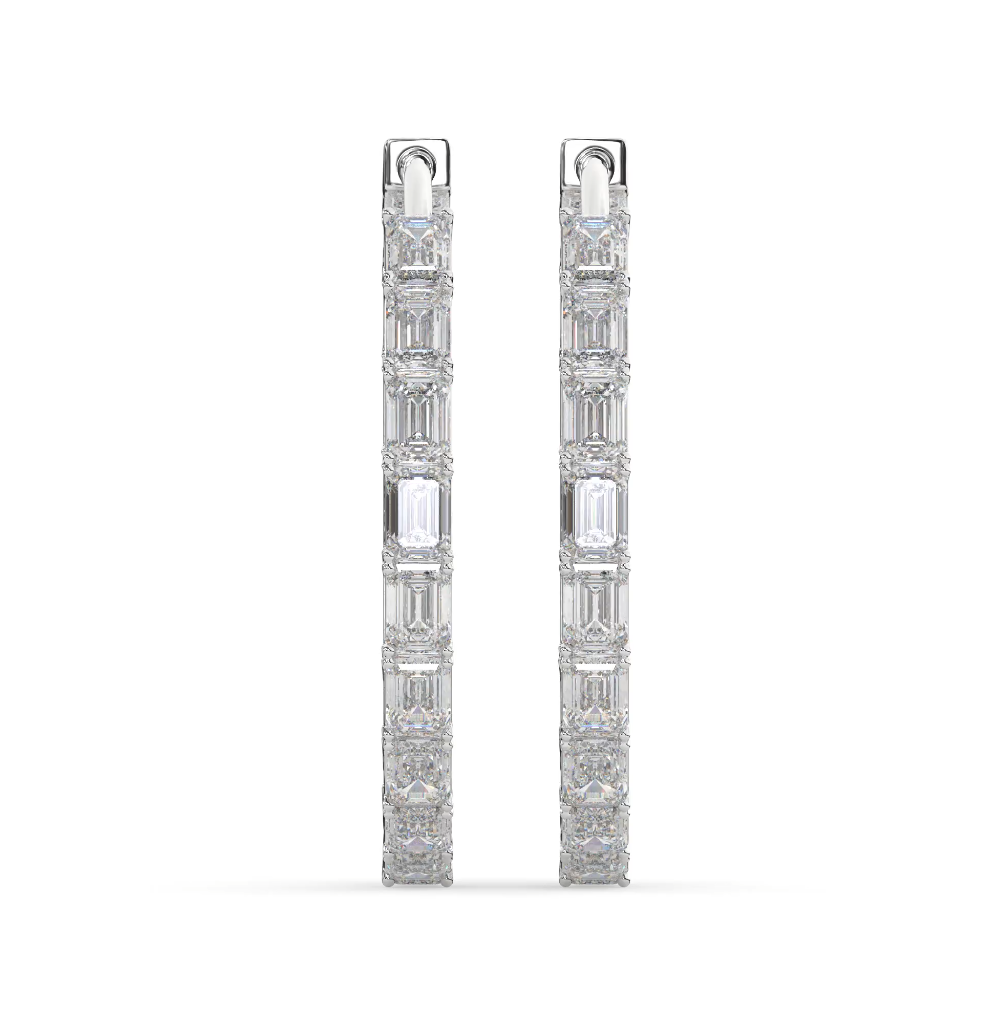 Classic Emerald-Cut Lab Grown Diamond Hoop Earrings