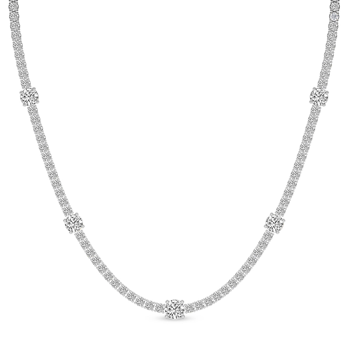 Round Lab Diamond Station Tennis Necklace