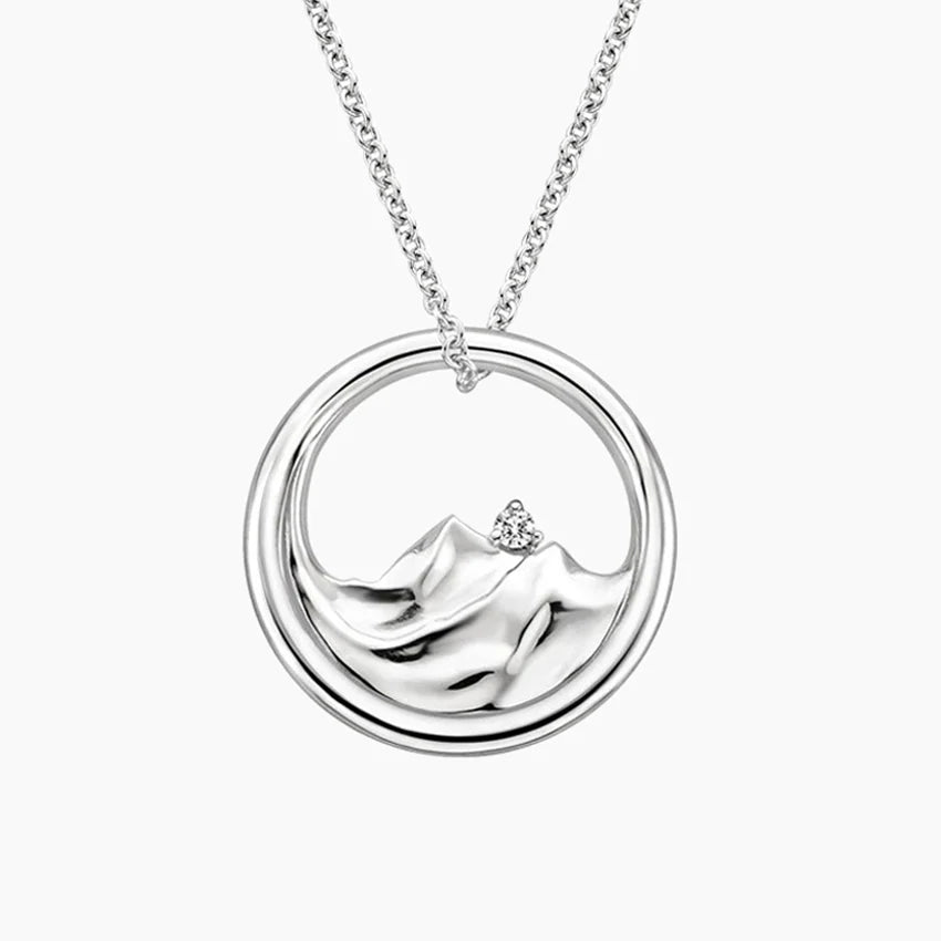 0.10 CTW Round Lab Diamond Mountain Range Pendant