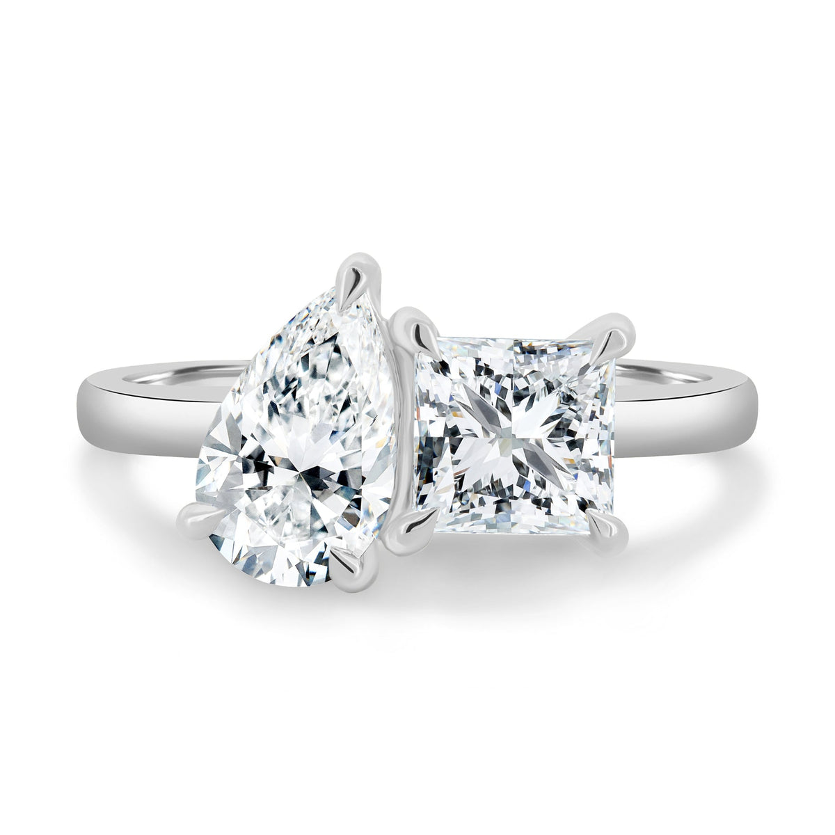 Dual Stone Toi et Moi Ring in Pear and Princess Cuts Lab Grown Diamond