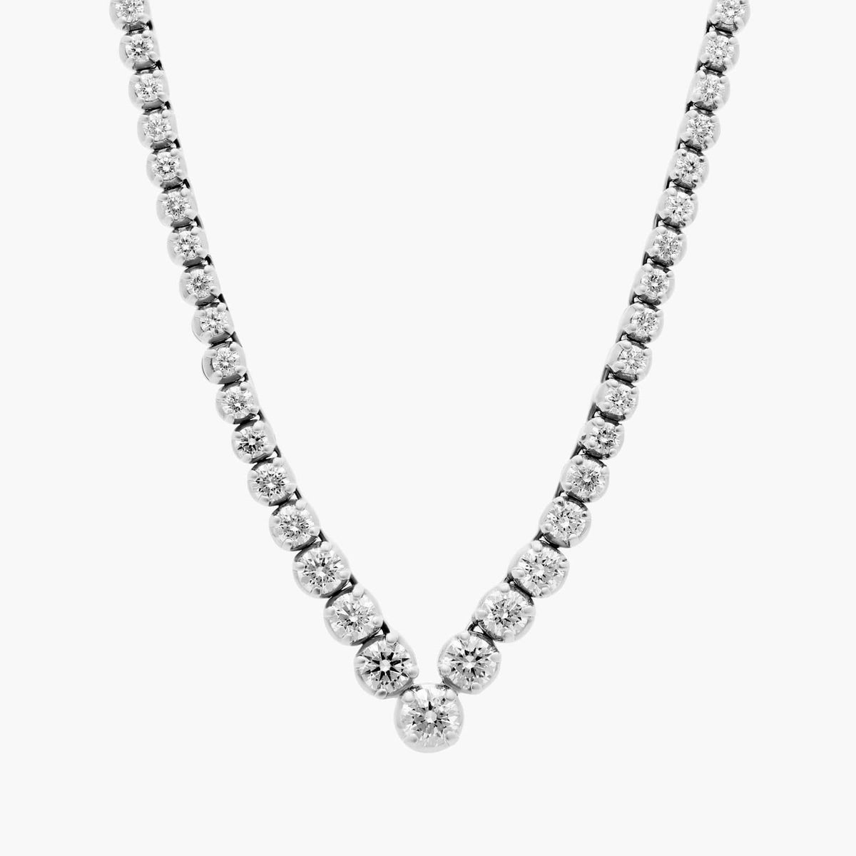 Round Lab Diamond Graduating Tennis Necklace