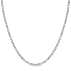 Alternating Round & Emerald Cut Diamond Tennis Necklace