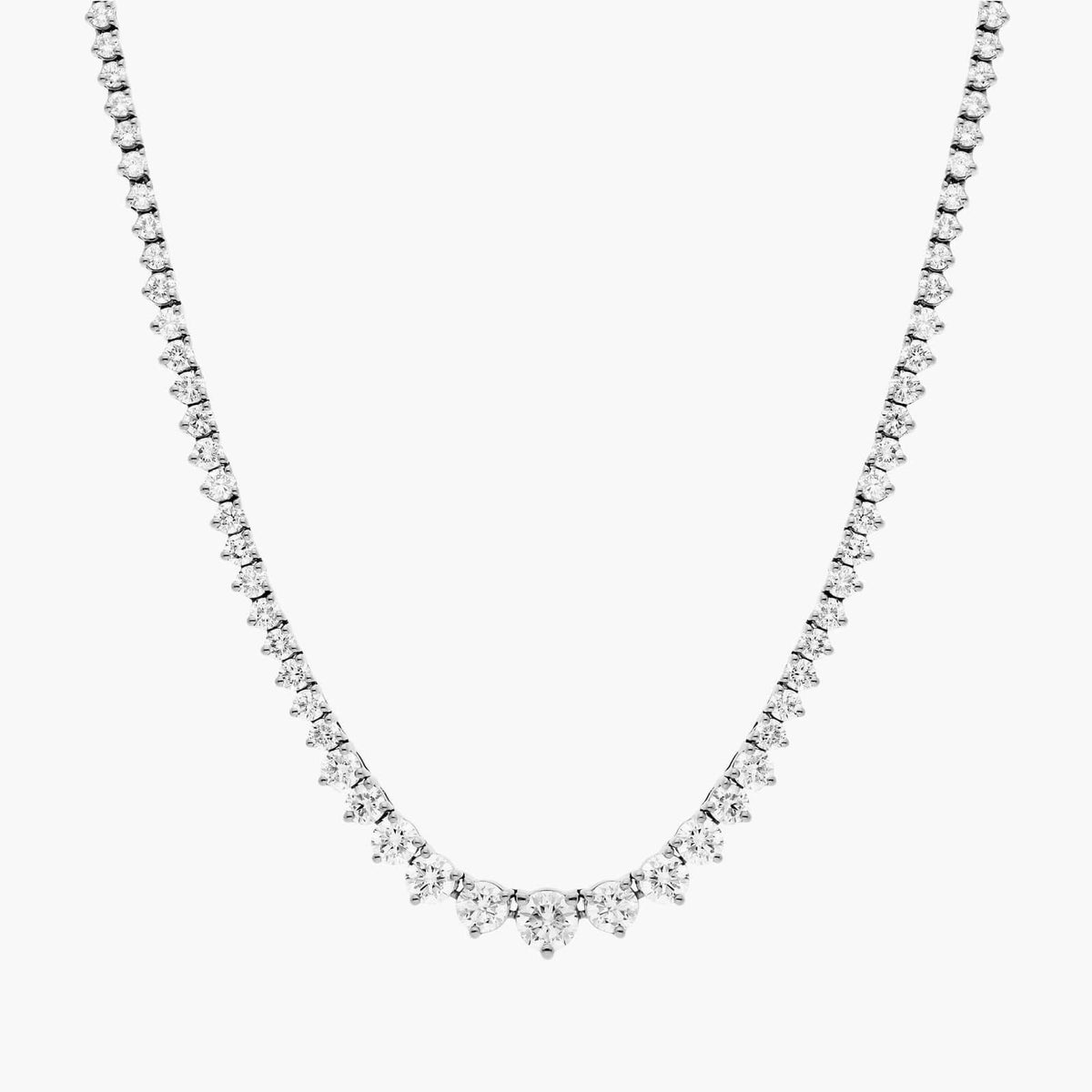 Round Lab Diamond Sunburst Graduating Tennis Necklace