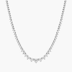 Round Lab Diamond Sunburst Graduating Tennis Necklace