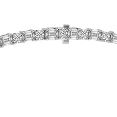 Alternating Round & Emerald Cut Diamond Tennis Necklace