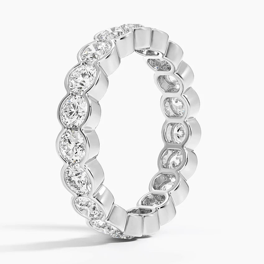 Round Lab Diamond Classic Semi Bezel Eternity Ring